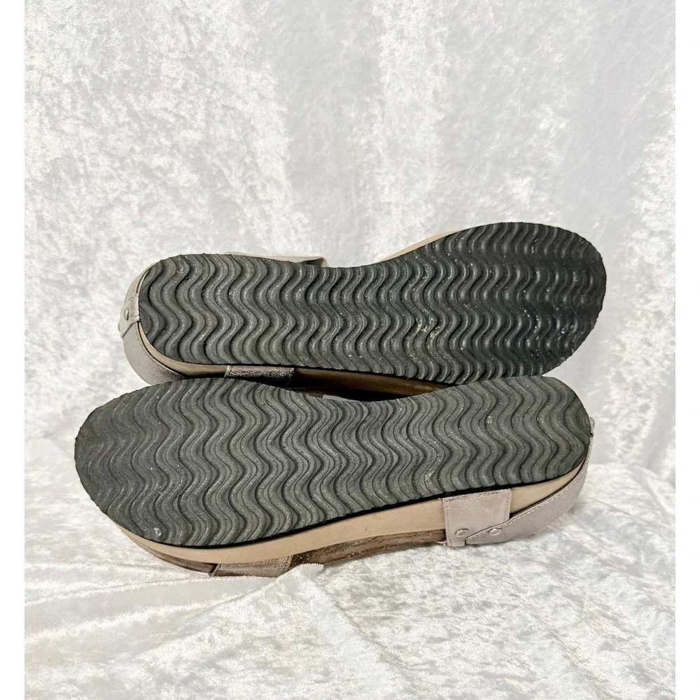 Hokus Pokus Tatum‎ Size-9.5 Metallic Platform Wedge Sandals Elastic Slingback